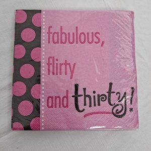 30th Birthday Party Napkins Fabulous Flirty And Thirty Pink Black 16 Count